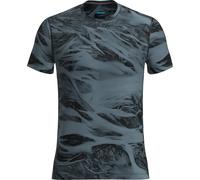 Icebreaker - Ropa de senderismo - M Merino Blend 125 Cool-Lite Speed SS Tee Mton AOP Flint Blue/Blk/Aop de Lana - Talla XL - Gris Gris XL