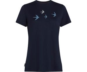 Icebreaker - Ropa de senderismo mujer - W Merino 150 Tech Lite SS Tee Bird Transit Midnight Navy para Mujer de Lana - Talla L - Azul marino Azul marino L