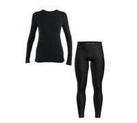 Icebreaker - Ropa interior térmica mujer - W Merino 175 Everyday LS Crewe and Leggings Set Black de Lana - Talla L - Negro Negro L