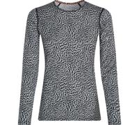 Camiseta funcional de mujer Icebreaker Women Merino 200 Oasis LS Crewe Flock Forms AOP Talla: S / Color: blanco/negro