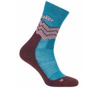 Icebreaker - W Merino Hike+ Medium Crew Across the Peaks Topaz/Java/Acid Pink para Mujer de Lana - Talla S - Azul Azul S