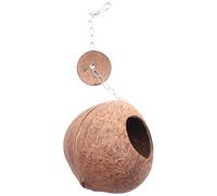 ICECHEN Caseta de nido de aves de cáscara de coco natural para mascotas, loros, periquitos, cacatúas, conure, canario, paloma, jaula para ratas, jerbos, ratones, jaula de semillas, caja de anidación