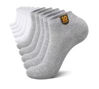 IceCony Calcetines Blancos Hombre Cortos Ciclismo Algodon Mujer Tobilleros Verano Invisibles Finos Gris Blanco Calcetín Running Deporte 43-46 10 Pares Sock