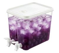 Iced Beverage Dispenser - High Capacity 8L Tank For Smmooth Party Hosting, Leakproof Spigot Taps, 26.5cm X 19.5cm X 23cm Size, Food Grade PP Qualiity Polymer - For Fridge & Dining Room