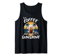 Iced Coffee and Sunshine Retro Summer Beach Vacation Camiseta sin Mangas