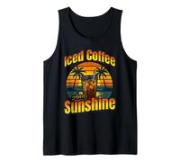 Iced Coffee and Sunshine Retro Summer Beach Vacation Camiseta sin Mangas