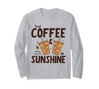 Iced Coffee & Sunshine Every Day All Day Funny Summer Manga Larga