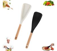 Icefavor Multifunction Spatula Cooking Spoon, Kitchen 3 in 1 Spatula Spoon Silicone Heat Resistant, Makes Stirring, Scooping & Serving So Much Easier (Black+White)