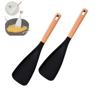 Icefavor Spatula Spoon, Icefavor Multifunction Spatula Cooking Spoon for Nonstick Cookware - Kitchen 3 in 1 Spatulas Spoons Silicone Heat, Scooping & Serving So Much Easier (Black*2)