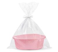 Icegrey Cesta de Almacenamiento de Cuerda de Algodón Trenzada, Cesta Trenzada con Asas, Cesta de Regalo Vacía con Bolsas de Regalo y Cintas para Boda, Cumpleaños, Día de San, Rosa