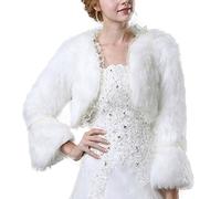 Icegrey Chaqueta de Pelo Sintético para Mujer Chal Estola Capa Para Fiesta Bodas Invierno Novia Boleros Blanco