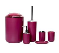Icegrey - Juego de Accesorios de baño de diseño Moderno de 6 Piezas, Botellas de loción, Soporte para Cepillo de Dientes, Taza para Dientes, jabonera, Cepillo de baño, Bote de Basura Púrpura