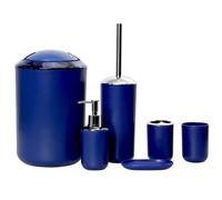 Icegrey - Juego de Accesorios de baño de diseño Moderno de 6 Piezas, Botellas de loción, Soporte para Cepillo de Dientes, Taza para Dientes, jabonera, Cepillo de baño, Bote de Basura Azul Marino