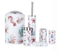 Icegrey - Juego de Accesorios de baño de diseño Moderno de 6 Piezas, Botellas de loción, Soporte para Cepillo de Dientes, Taza para Dientes, jabonera, Cepillo de baño, Bote de Basura - Oceano
