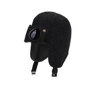 Icegrey Sombrero Trapper Infantil con Orejeras, Gafas de Protección, Gorro Aviador Térmico en Piel Sintética & Forro Polar para Niños, Negro