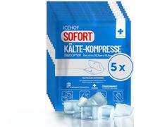 ICEHOF Almohadillas de refrigeración para doblar - 5 compresas frías instantáneas - 15,3 x 12,7 cm - compresas de refrigeración desechables para viajes - Paquete de refrigeración para doblar