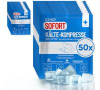 ICEHOF Almohadillas de refrigeración para doblar - 50 compresas frías instantáneas - 15,3 x 12,7 cm - compresas de refrigeración desechables para viajes - Paquete de refrigeración para doblar