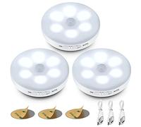 ICEKO KN 3-Pack Luces Nocturna LED con Sensor Movimiento a Pilas, USB Recargable con 3 Modos, Luz Adhesiva para Armarios,Pasillo, Escalera, Sótano, Cocina(Blanco)