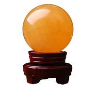 Iceland Spar Yellow Crystal Ball Ornaments Living Room Home Decoration Office Crafts Stone,12cm