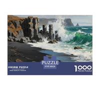Icelandic Black Sand Beach Puzzle De Madera Impermeable DIY Puzzles De 1000 Piezas Regalos para Adultos Imposible Rompecabezas Decoración del Hogar