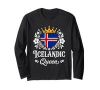 Icelandic Queen Iceland Flag Proud Icelandic Woman Manga Larga