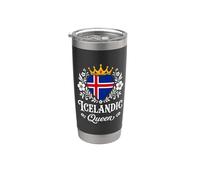 Icelandic Queen Iceland Flag Proud Icelandic Woman Vaso térmico de acero inoxidable de doble pared