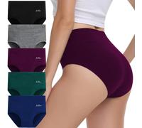 IceReco Bragas Mujer Algodon Talle Alto Grande Pack de 5 Braguitas Postparto Cintura Alta Algodón Culotte Ropa Cómodo Interior Braguitas de Control Reductoras Negro Gris Rojo Azul Verde XXL