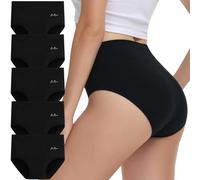 IceReco Bragas Mujer Algodon Talle Alto Pack de 5 Bragas Postparto Braguitas Algodon Mujer Cintura Alta Algodón Culotte Ropa Cómodo Interior Braguitas de Control Reductoras Negro M