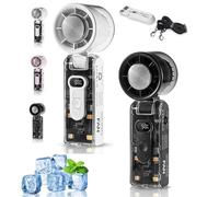Icerush Turbo - Handheld Fan with Instant Cooling Plate & LED Light, Portable Handheld Turbo Fan with Ice Cooling, 3600mah Long Battery Life, LED Lighting Can Be Carried Outdoor (Black+White)
