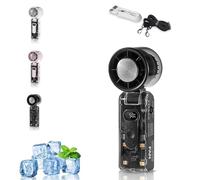 Icerush Turbo - Handheld Fan with Instant Cooling Plate & LED Light, Portable Handheld Turbo Fan with Ice Cooling, 3600mah Long Battery Life, LED Lighting Can Be Carried Outdoor (1Pcs*Black)