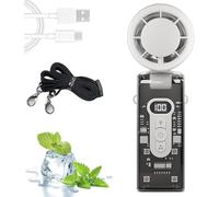Icerush Turbo Ventilador de mano con placa de refrigeración instantánea y luz LED, mini ventilador recargable portátil, batería de 3600 mAh, 100 velocidades, plegable para viajes, oficina, hogar