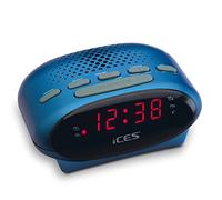 Ices ICR-210 Blue - Radio reloj FM - radio despertador con 2 tiempos de alarma - PLL FM - función repetición - temporizador de apagado - reserva de marcha - compacto - ICR-210 azul