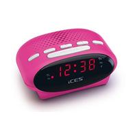 Ices ICR-210 Rosa - Radio reloj FM - radio despertador con 2 tiempos de alarma - PLL FM - función repetición - temporizador de apagado - reserva de marcha - compacto - ICR-210 rosa