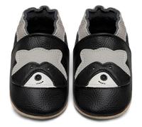 IceUnicorn Primeros Zapatos para Niños Zapatos de Cuero Suave para Bebés Zapatillas de Estar por casa para Niños(Mapache Negro, 12-18 Meses)