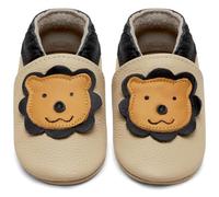IceUnicorn Primeros Zapatos para Niños Zapatos de Cuero Suave para Bebés Zapatillas de Estar por casa para Niños(León Beige, 6-12 Meses)