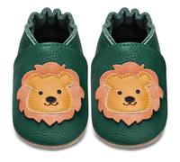 IceUnicorn Primeros Zapatos para Niños Zapatos de Cuero Suave para Bebés Zapatillas de Estar por casa para Niños(León Verde, 12-18 Meses)