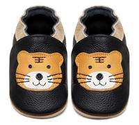 IceUnicorn Primeros Zapatos para Niños Zapatos de Cuero Suave para Bebés Zapatillas de Estar por casa para Niños(Tigre Negro, 12-18 Meses)