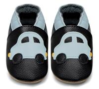 IceUnicorn Primeros Zapatos para Niños Zapatos de Cuero Suave para Bebés Zapatillas de Estar por casa para Niños(Coche Negro, 18-24 Meses)