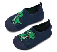 IceUnicorn Zapatillas de estar por casa para niños, transpirables, ligeras, antideslizantes, zapatos de cabaña para niños y niñas, Dinosaurio Azul, 24/25 EU