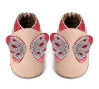 IceUnicorn Zapatos de bebé para aprender a andar para niños, piel suave, zapatos de bebé para niños pequeños, zapatos de piel para niñas, Mariposa rosa claro, 12-18 meses