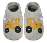IceUnicorn Zapatos para aprender a andar para bebé, niña, niño, piel suave, suela de ante, zapatos de piel para bebés, tractor gris, 2-3 años