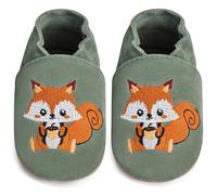 IceUnicorn Zapatos para aprender a andar para bebé, niña, niño, piel suave, suela de ante, zapatos de piel para bebés, Zorro verde claro, 18-24 meses