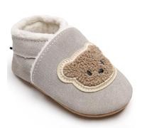 IceUnicorn Zapatos para gatear para bebé, de invierno, con forro de felpa, zapatos de bebé para primer paseo, zapatos de bebé de piel suave y cálidos, oso gris, talla 12-18, Grey Bear P, 12-18 Monate