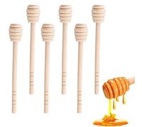ICEYLI Agitador de mezcla de miel de madera, 6 unidades, 6 pulgadas, mini palitos de miel de palitos de miel de palillo de miel cuchara de recogida dispensación de mermelada