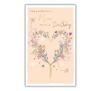 ICG Wonderful - Tarjeta de cumpleaños para abuela, elegante diseño de corazón floral, tarjeta de feliz cumpleaños para ella, acabado de aluminio en relieve