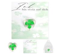 Ich Bin Orgullo auf dich Geschenk Treeblatt Glücksbringer mit Karte& Organza-Beutel , Vierblattriger Klee für Frauen Männer Paare Freunde Schutzengel Geschenk besondere Anlässe wie Prüfung, Reise