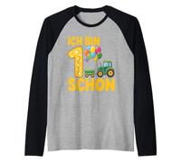 Ich Bin Schon 1 - Traje de Tractor para niños de 1º cumpleaños Camiseta Manga Raglan