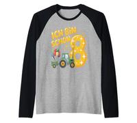 Ich Bin Schon 8 - Traje de Tractor para niños de 8º cumpleaños Camiseta Manga Raglan
