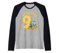 Ich Bin Schon 9 - Traje de Tractor para niños de 9º cumpleaños Camiseta Manga Raglan