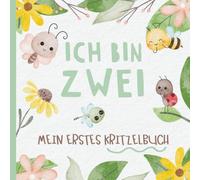 Ich bin zwei - Mein erstes Kritzelbuch: Erinnerungsbuch zum zweiten Geburtstag für Kleinkinde. Zeichenbuch. Mit kleinen Käfern und Insekten auf dem Cover